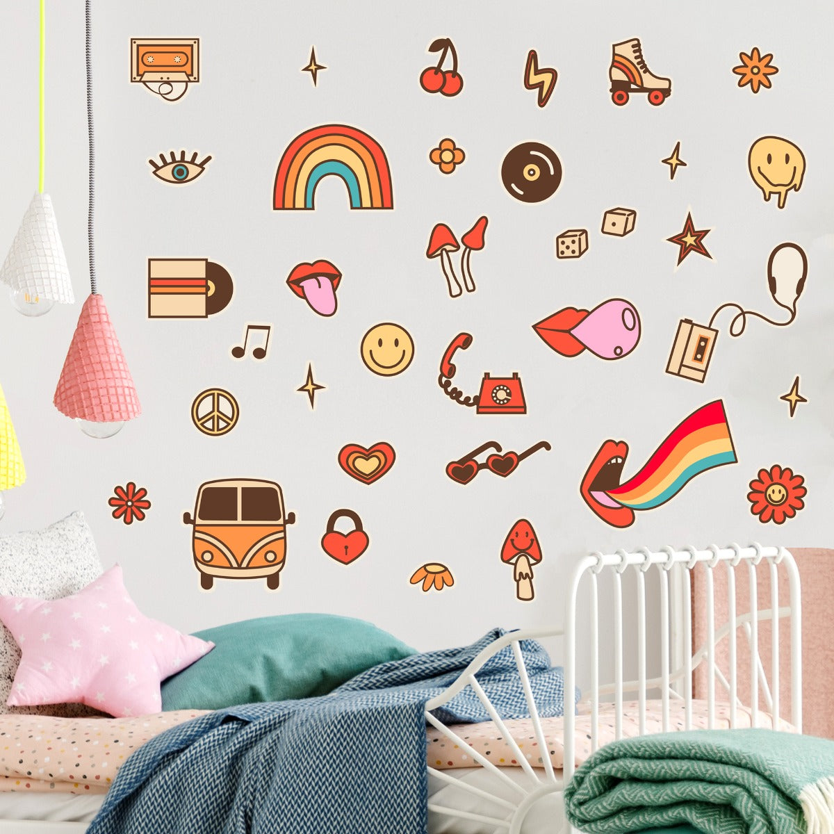 Rainbow Wall Sticker - Retro Rainbow Hippie