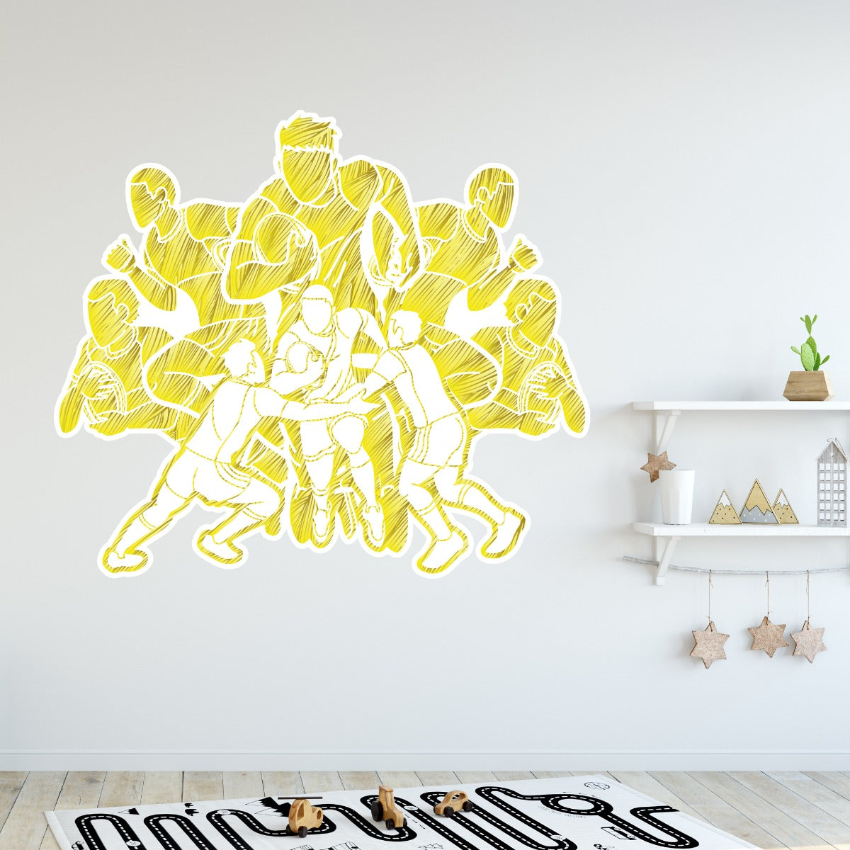 Rugby Wall Sticker - Rugby Players Group Colour Wall Decal Sports Art