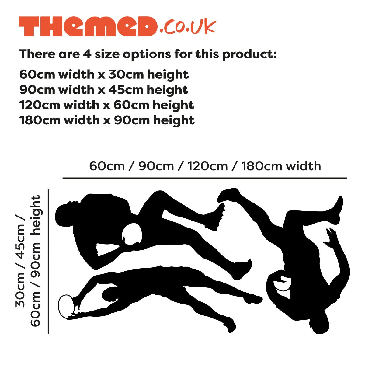 Rugby Wall Sticker - Rugby Player Silhouette Decals