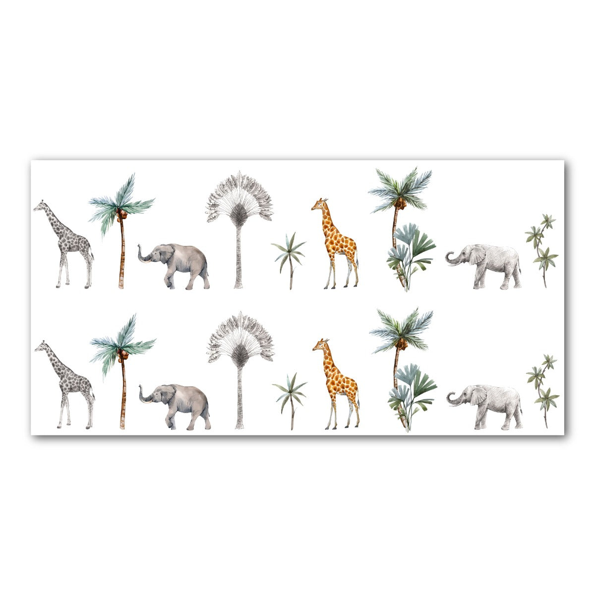 Nursery Wall Sticker - Safari Animals and Trees Wall Decal Set