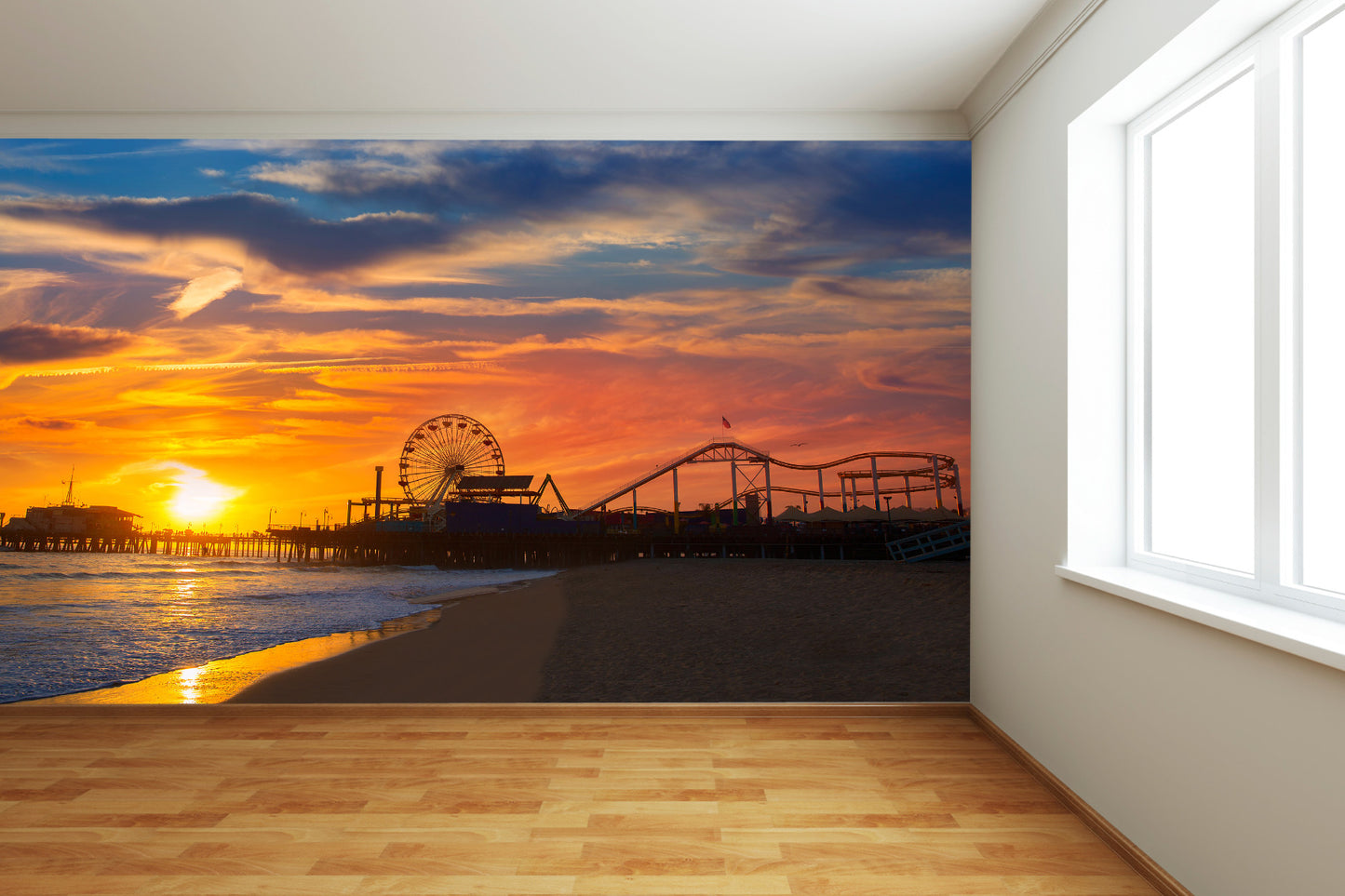 Santa Monica Pier at Sunset Wall Mural