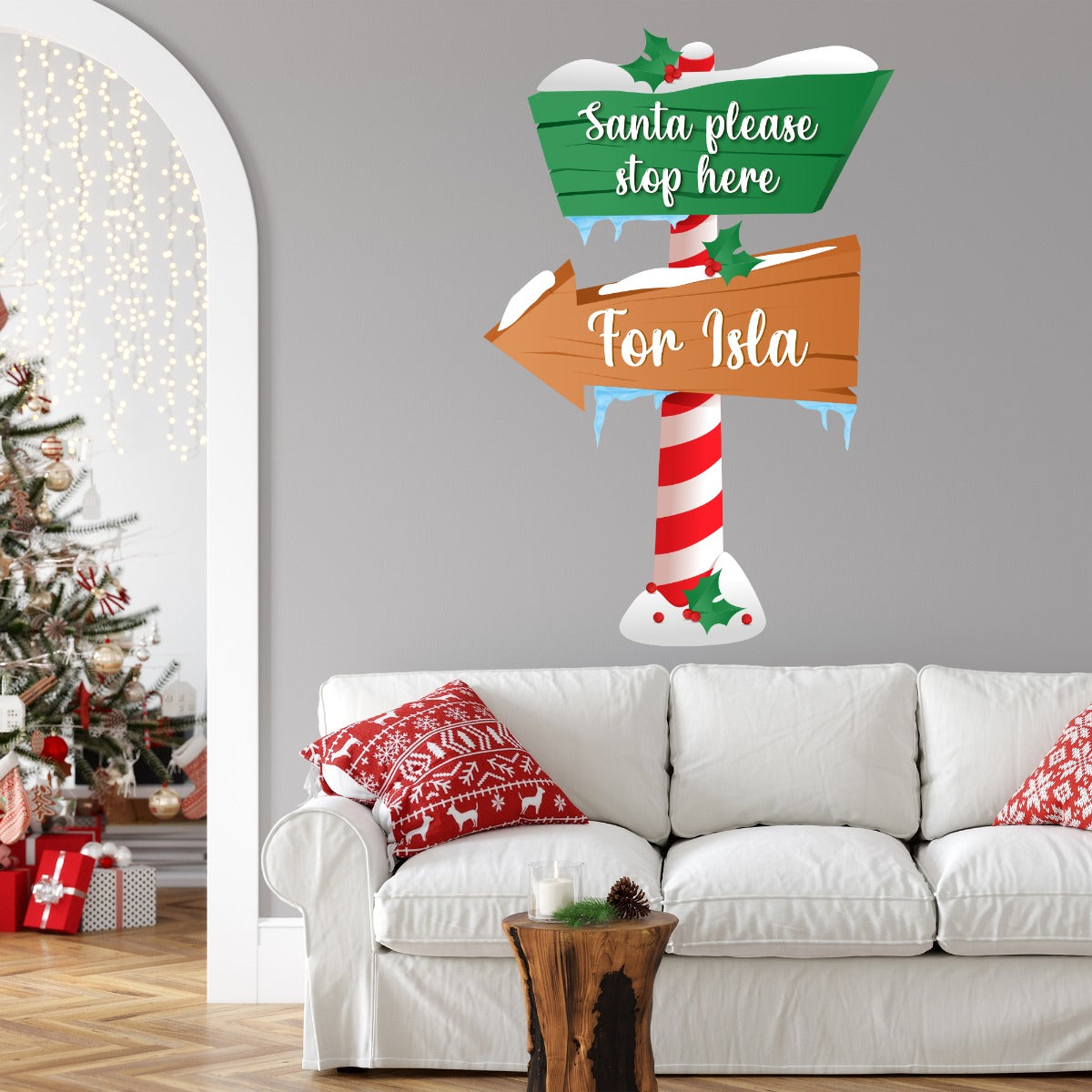 Santa Please Stop Here Personalised Wall Decal