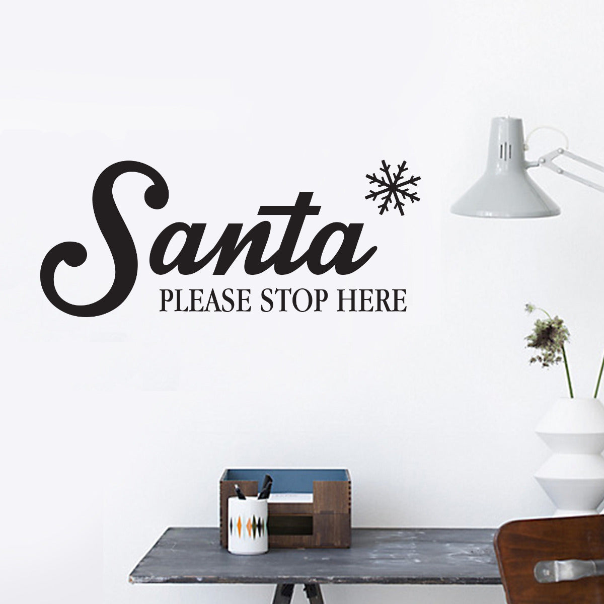 Santa Please Stop Here & Snowflake Wall Sticker