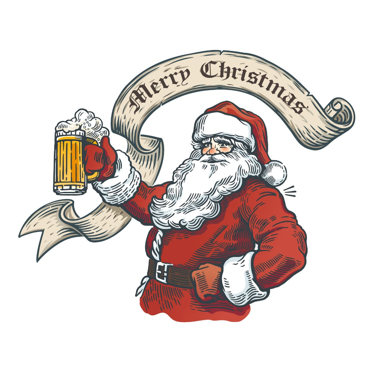 Santa With Beer Merry Christmas Wall Decal