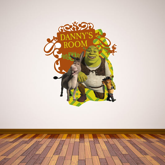 Shrek Donkey and Puss in Boots Personalised Wall Sticker