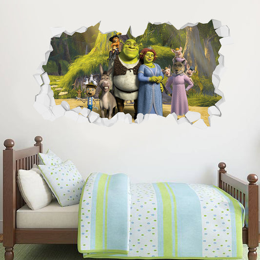 Shrek Group Broken Wall Sticker