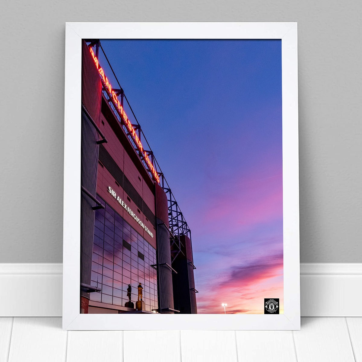 Manchester United Old Trafford Sir Alex Ferguson Stand Sunset Print