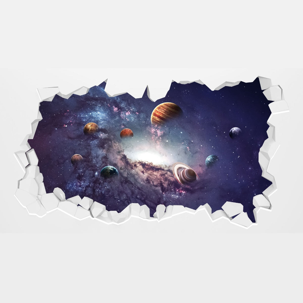 Space Wall Sticker - Solar System Galaxy Broken Wall