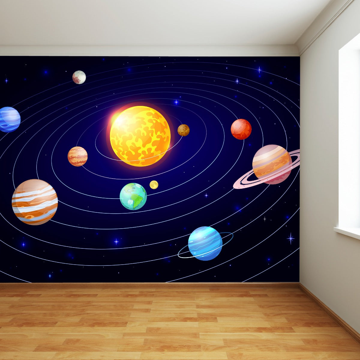 Space Wall Mural - Solar System Planets Full Wall Mural