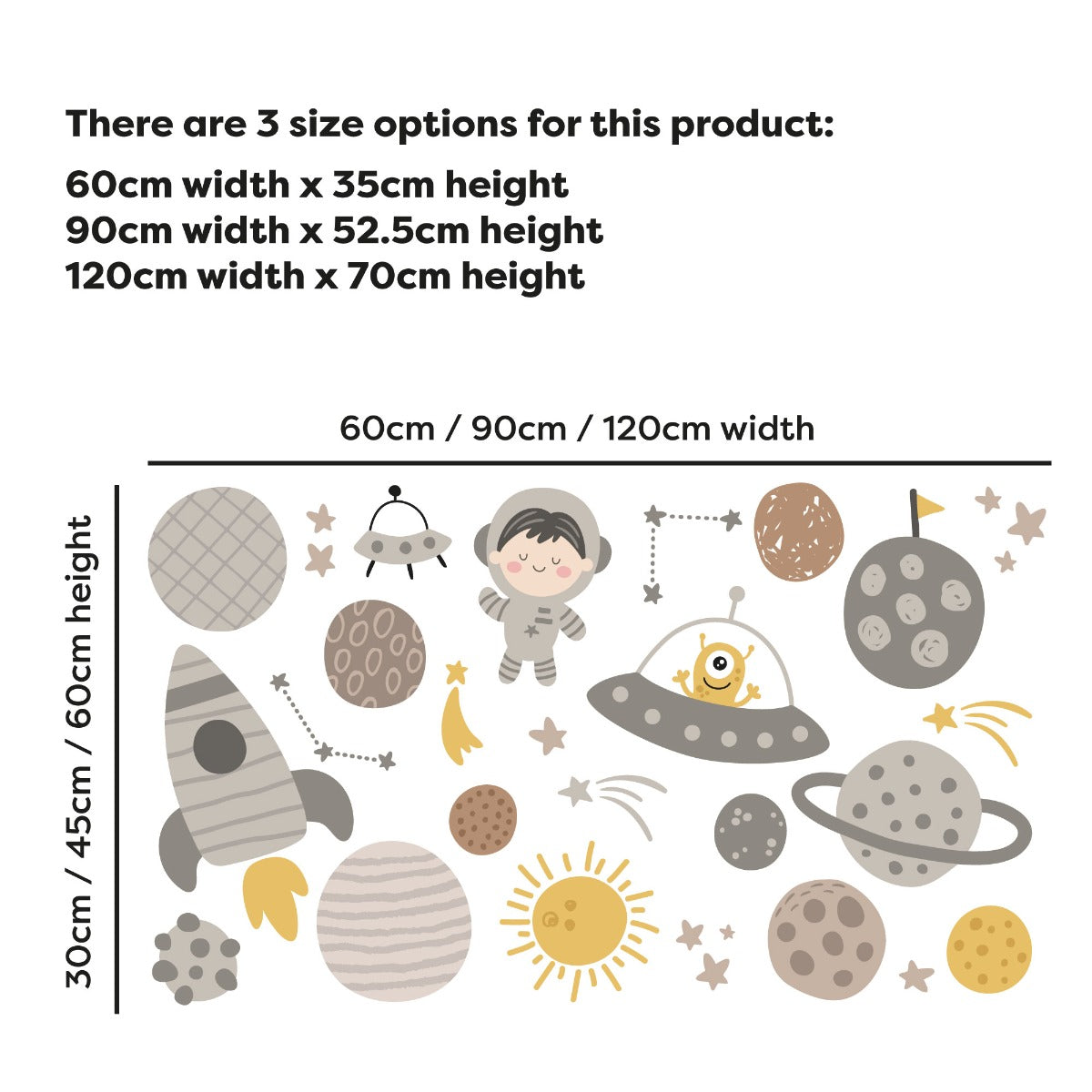 Space Wall Sticker - Space Icons Neutral Tones