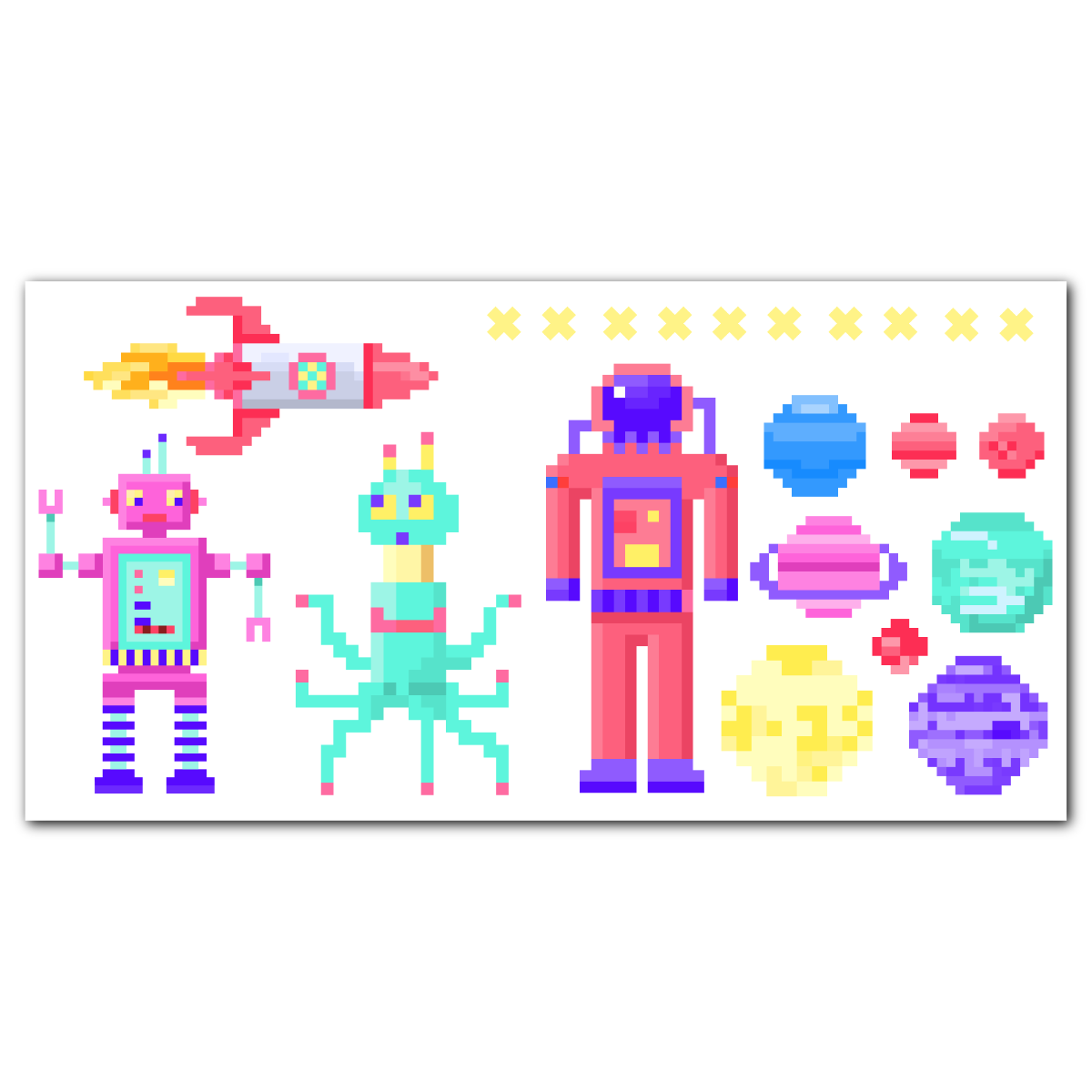 Space Wall Sticker - Pixel Space Icons