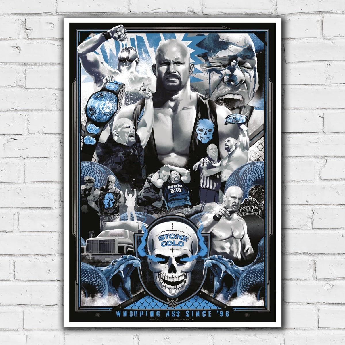 WWE Print - Stone Cold Steve Austin Collage Poster