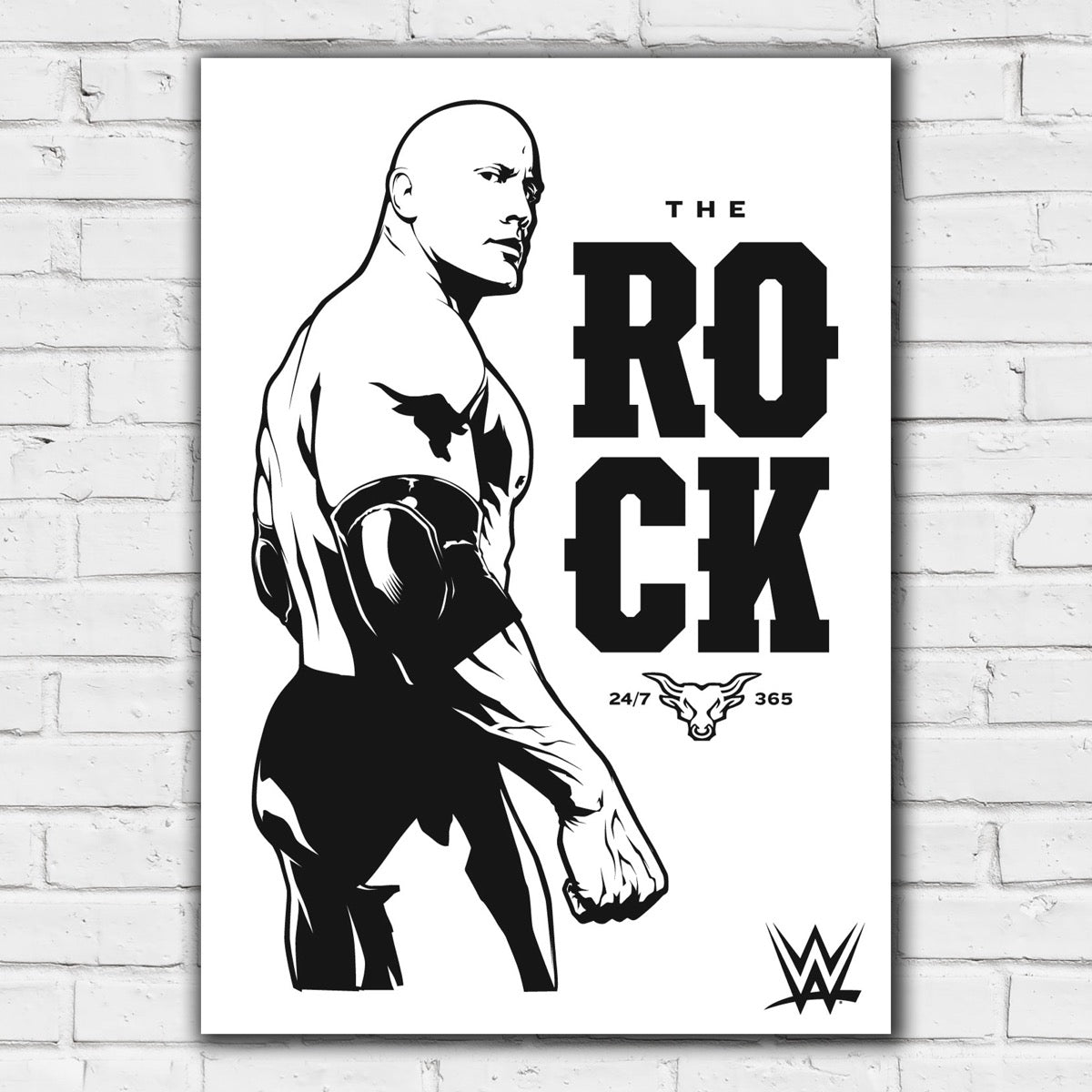 WWE Print - The Rock Black and White Graphic Poster