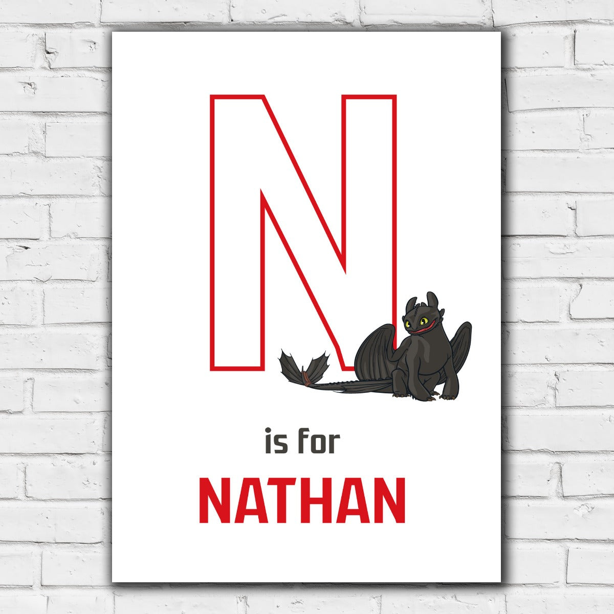 How To Train Your Dragon Print - Toothless Letter and Name Personalised Print