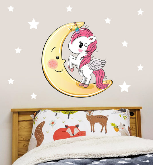 Unicorn Wall Sticker Moon and Stars