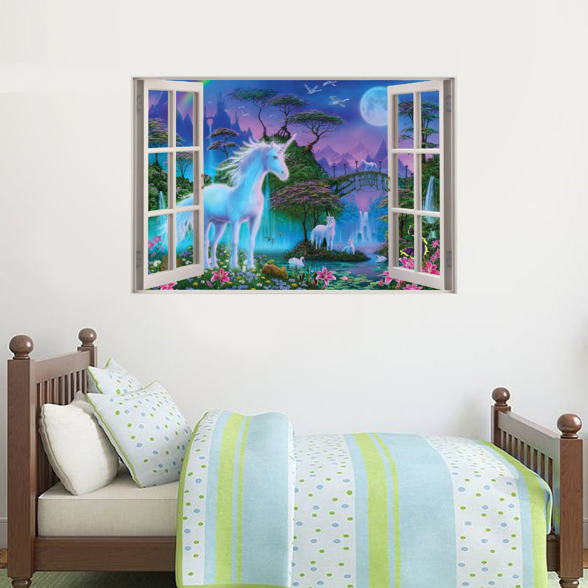Unicorn Wall Sticker Unicorn Bridge Window