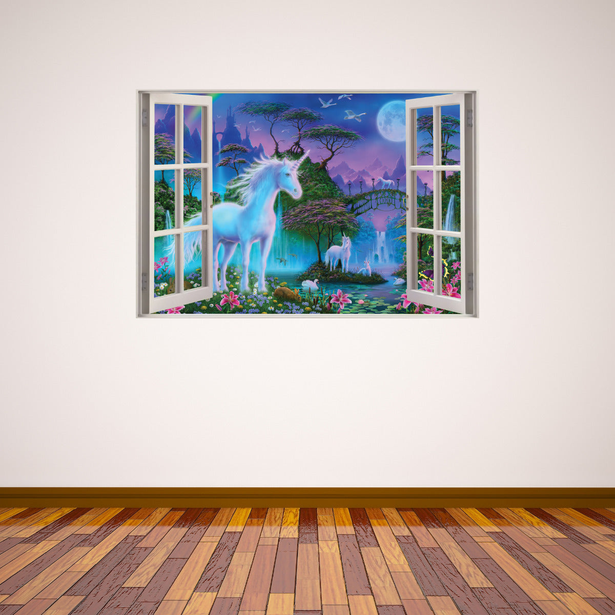 Unicorn Wall Sticker Unicorn Bridge Window