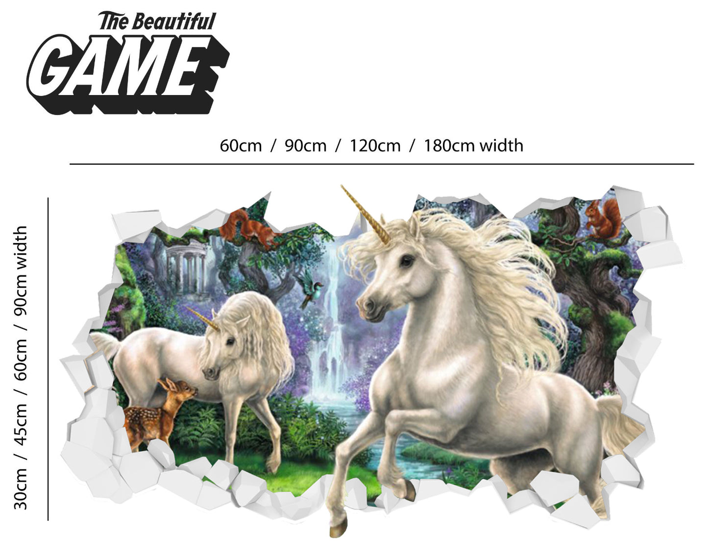 Unicorn Wall Sticker Unicorn Jumping Out Broken Wall