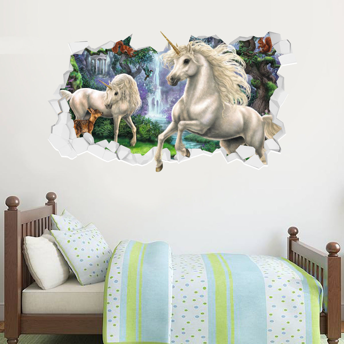 Unicorn Wall Sticker Unicorn Jumping Out Broken Wall