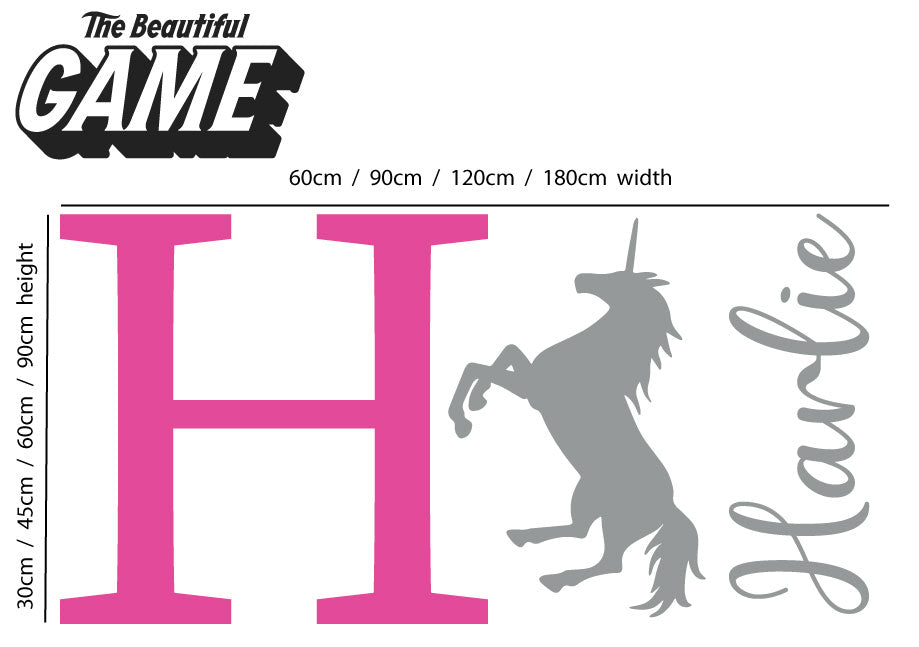 Unicorn Wall Sticker Unicorn Personalised Name and Letter
