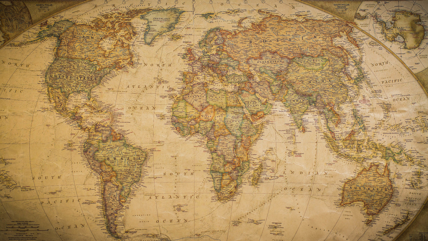 Vintage World Map 3 Wall Mural