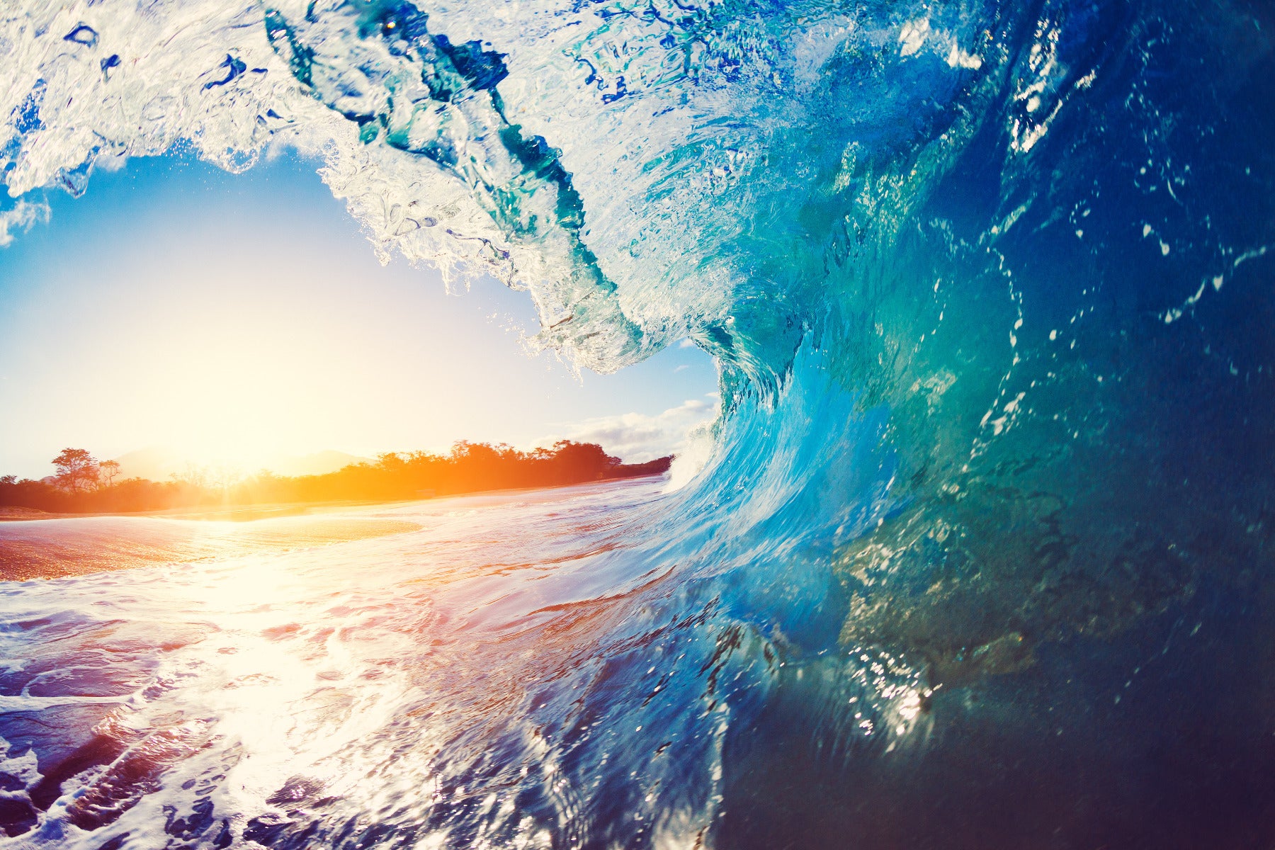 Ocean Wave at Sunrise Wall Mural