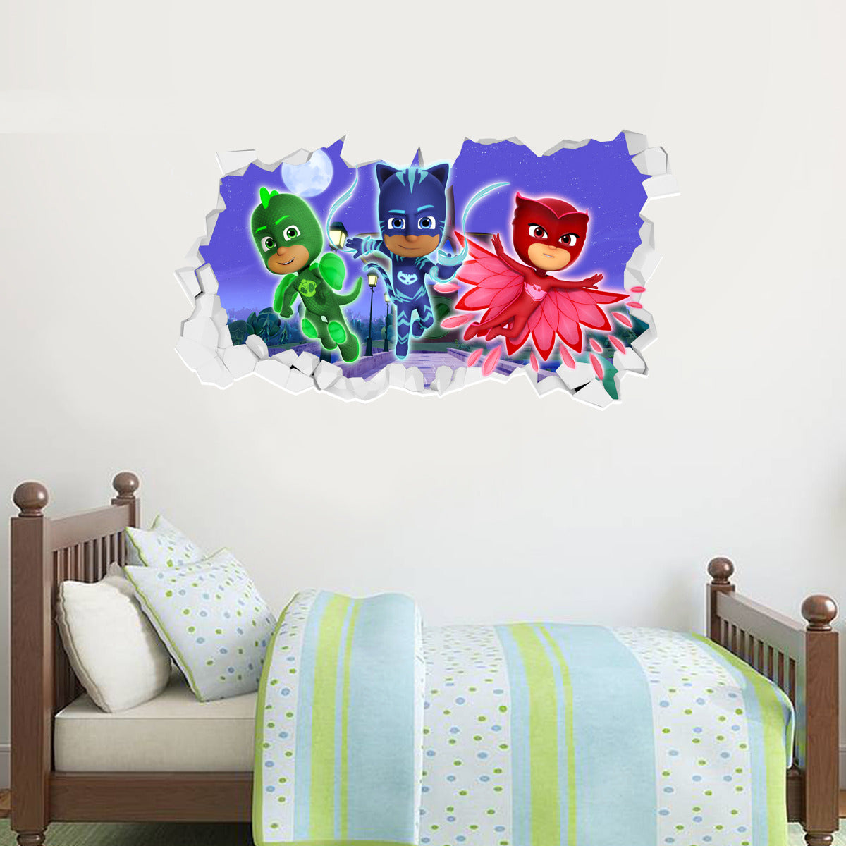 PJ Masks 3 Characters Broken Wall Sticker
