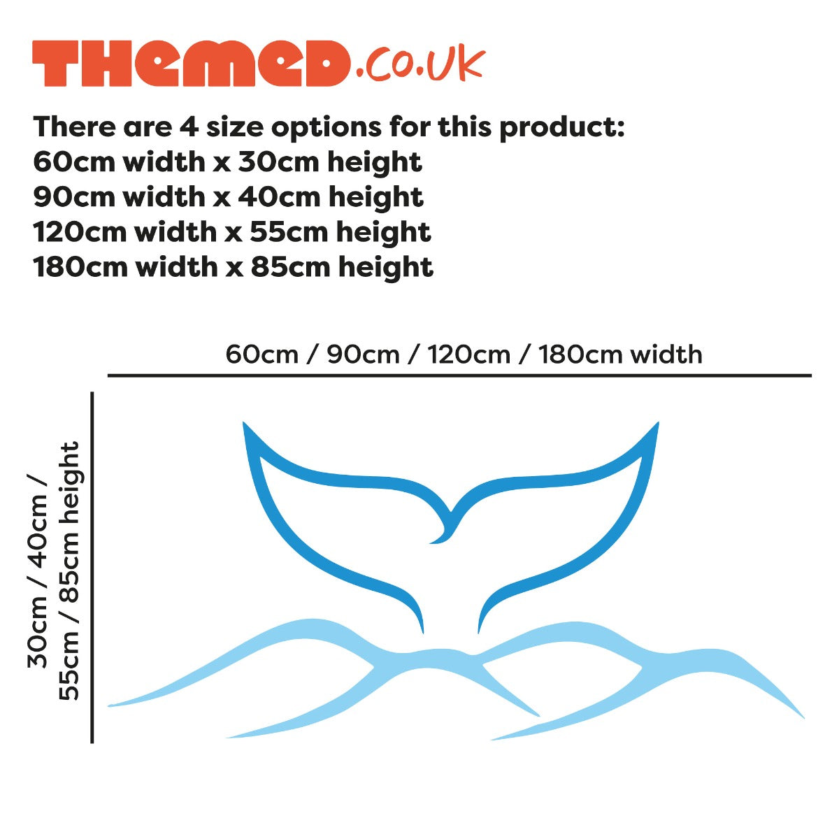 Bathroom Wall Sticker - Whale Tail and Waves Wall