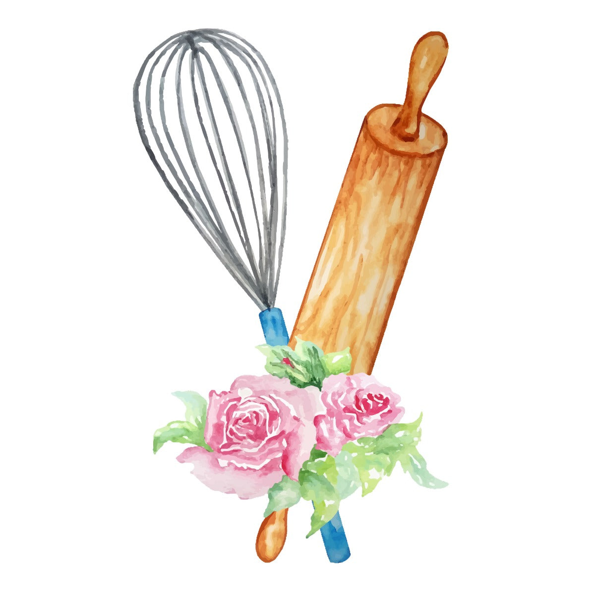 Kitchen Wall Sticker - Whisk and Rolling Pin Flower