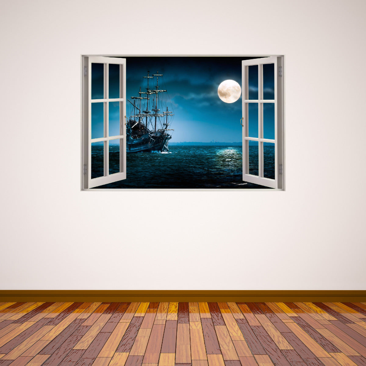 Pirate Wall Sticker Night Time Window
