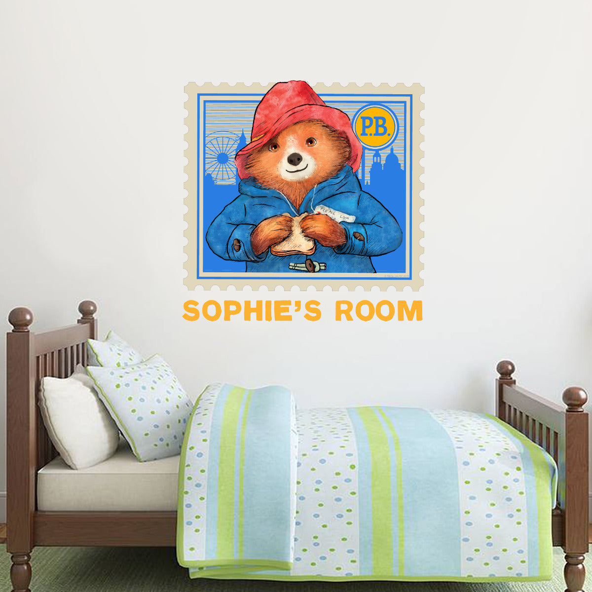 Paddington Bear - Personalised Name Paddington Stamp Wall Sticker