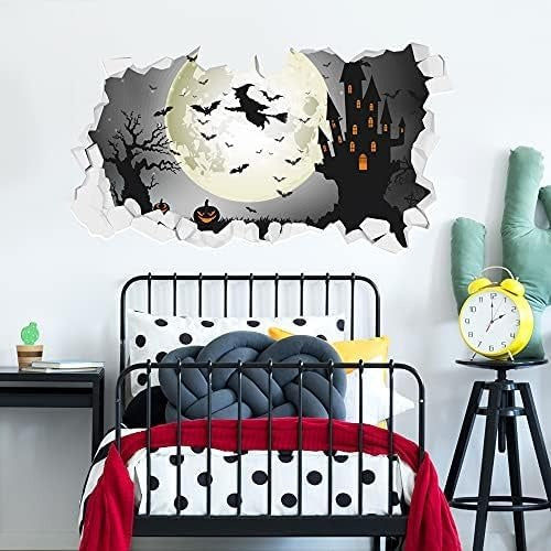 Halloween Wall Sticker - Witch Broom Smashed Wall