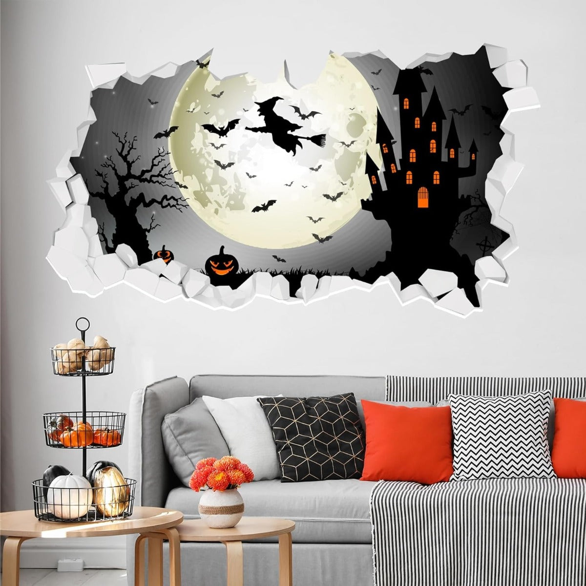 Halloween Wall Sticker - Witch Broom Smashed Wall