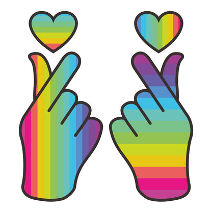 Rainbow Wall Sticker - 2 Rainbow Hands with Hearts