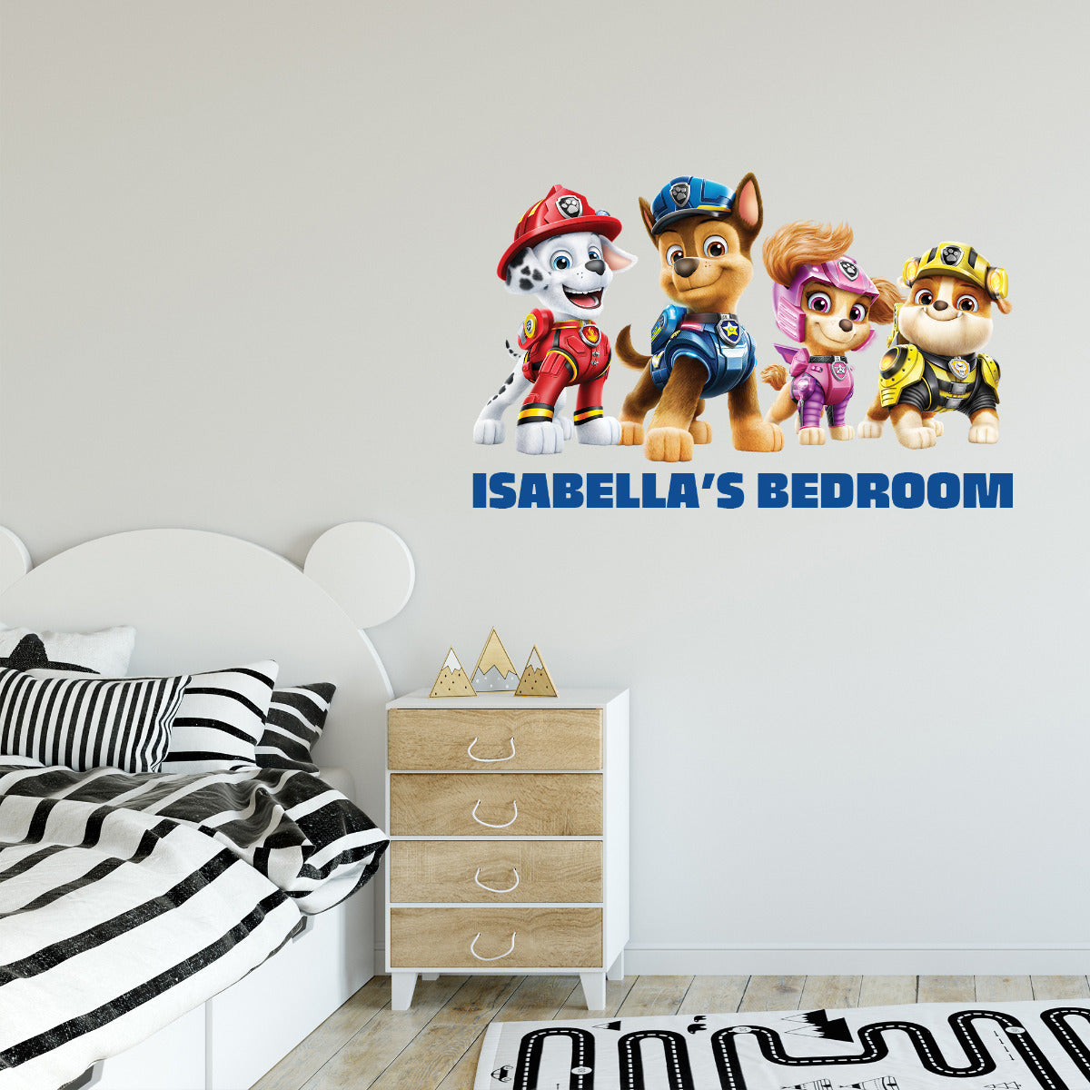 Paw Patrol Movie 4 Pups Personalised Name Wall Sticker