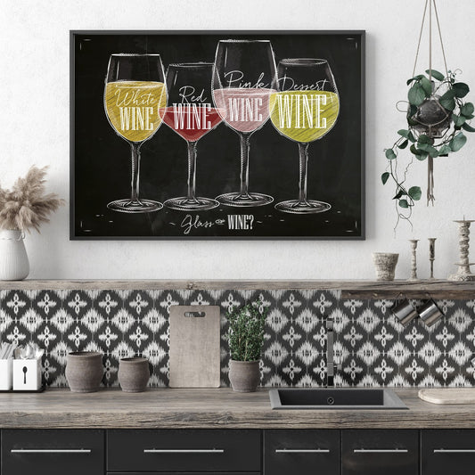 Alcohol Print - 4 Wine Glasses Sketch