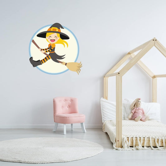Halloween Wall Sticker - Cute Witch on Broom