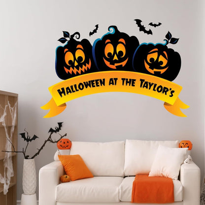 Halloween Wall Sticker - Pumpkins Personalised Banner