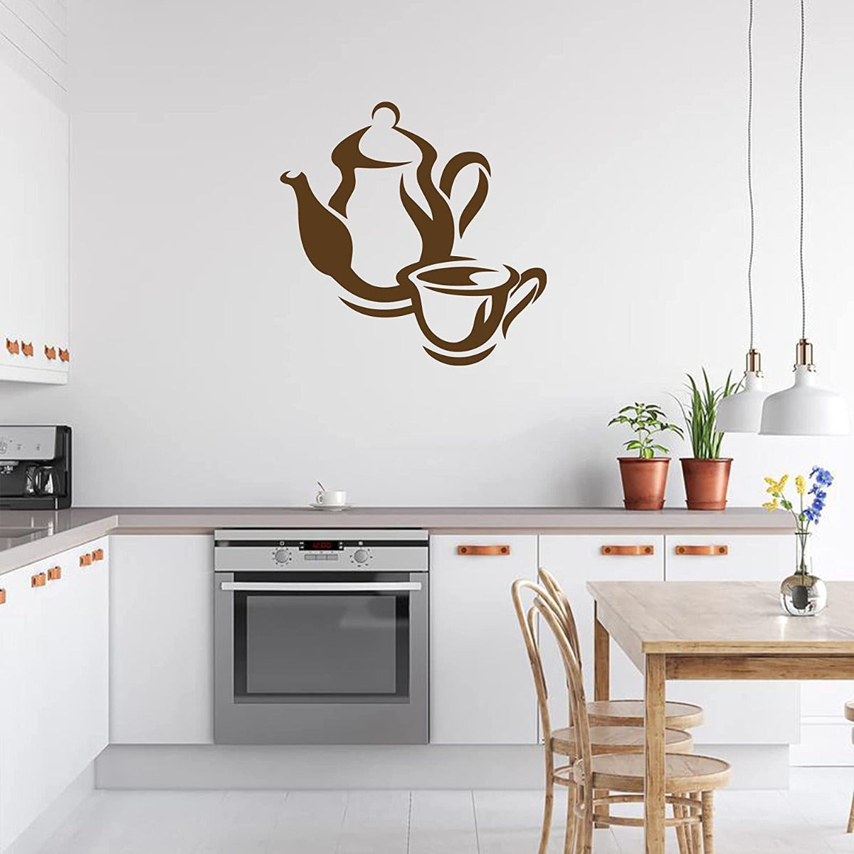 Teapot and Teacup Outline Wall Sticker