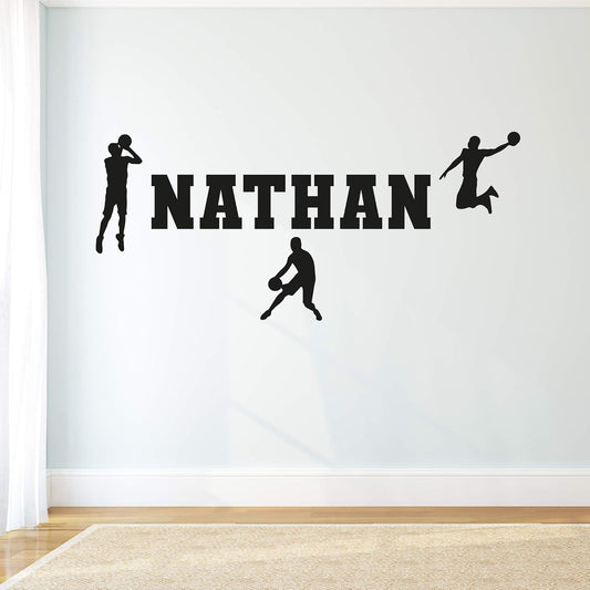 Basketball Silhouettes Personalised Name Wall Sticker Bedroom Art Decal Mural Kids