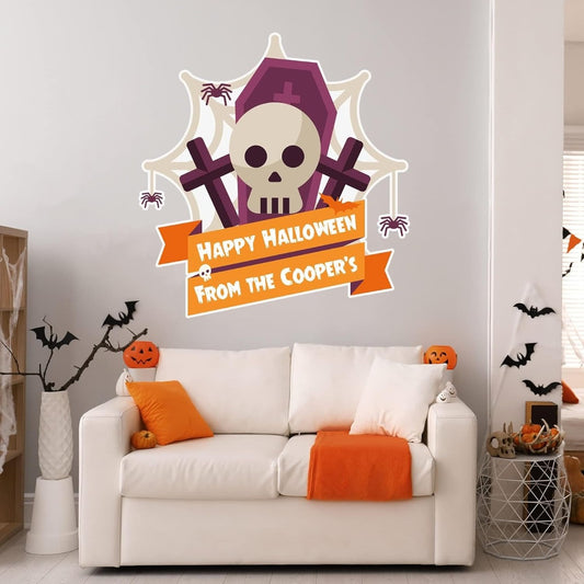 Halloween Wall Sticker - Personalised Skull Sign