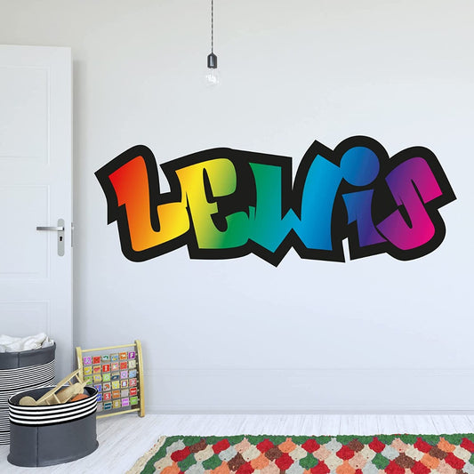 Graffiti Name Wall Sticker Rainbow Colour