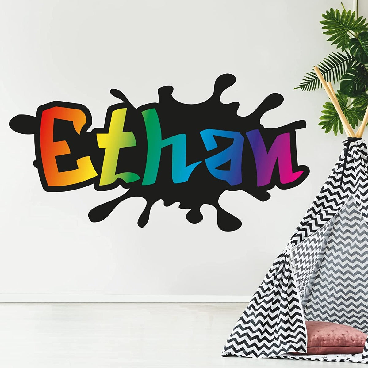 Graffiti Name Wall Sticker Rainbow Colour Splash