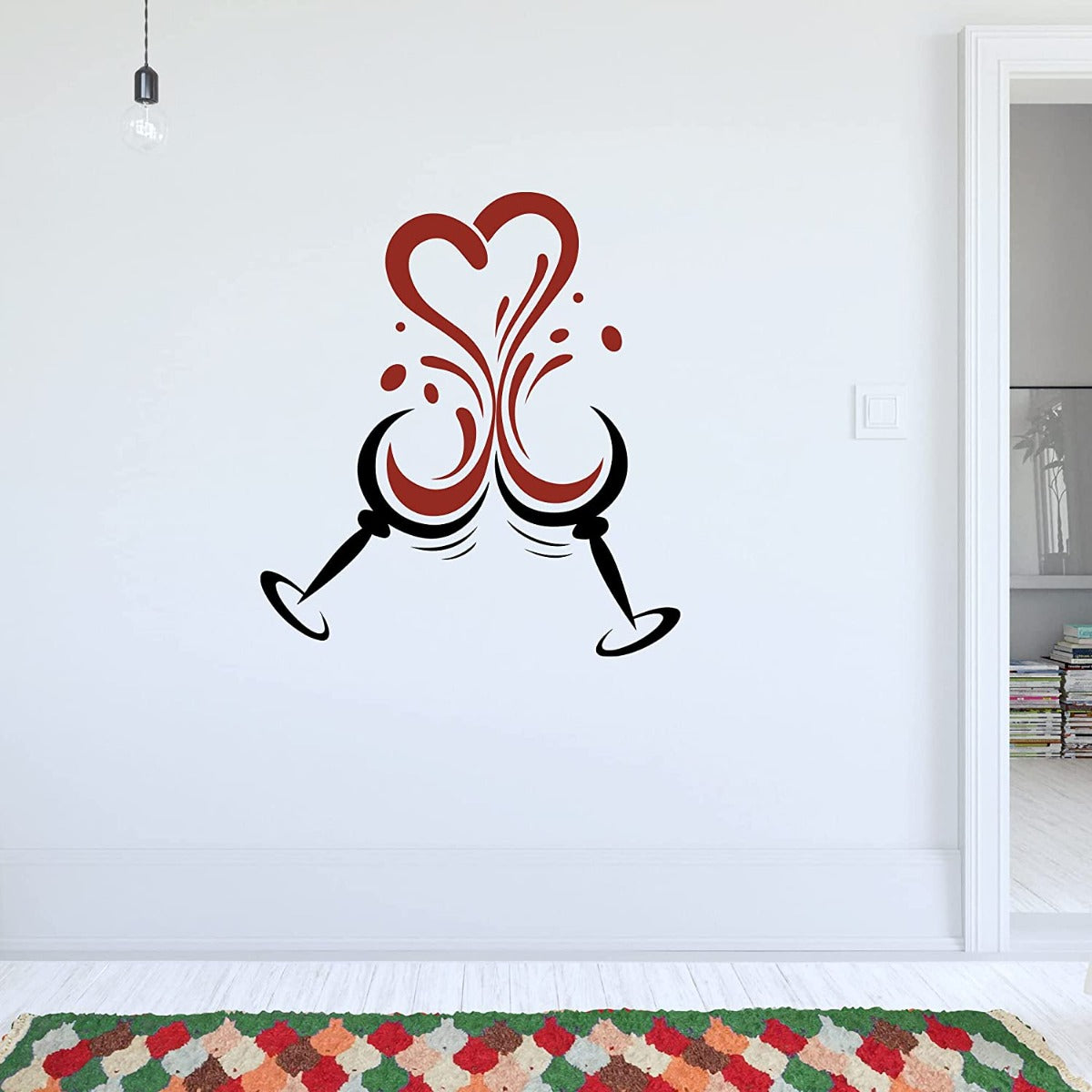 Wine Glasses Heart Splash Wall Sticker