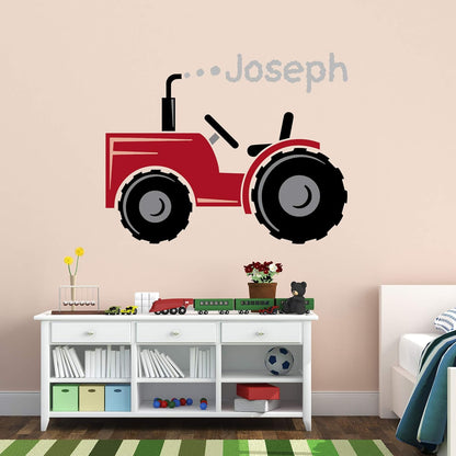 Tractor Smoke Personalised Wall Sticker Bedroom Art Decal Mural Kids