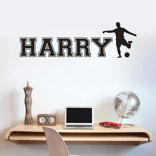 Football Player and Personalised Name Wall Sticker