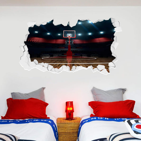 Basketball Court Broken Wall Sticker Mural Home Art Vinyl Decal