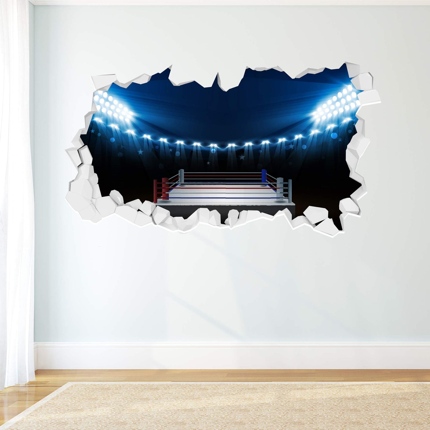 Boxing Ring And Lights Broken Wall Sticker Art Home Decal Mural