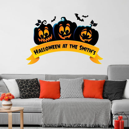 Halloween Wall Sticker - Pumpkins Personalised Banner