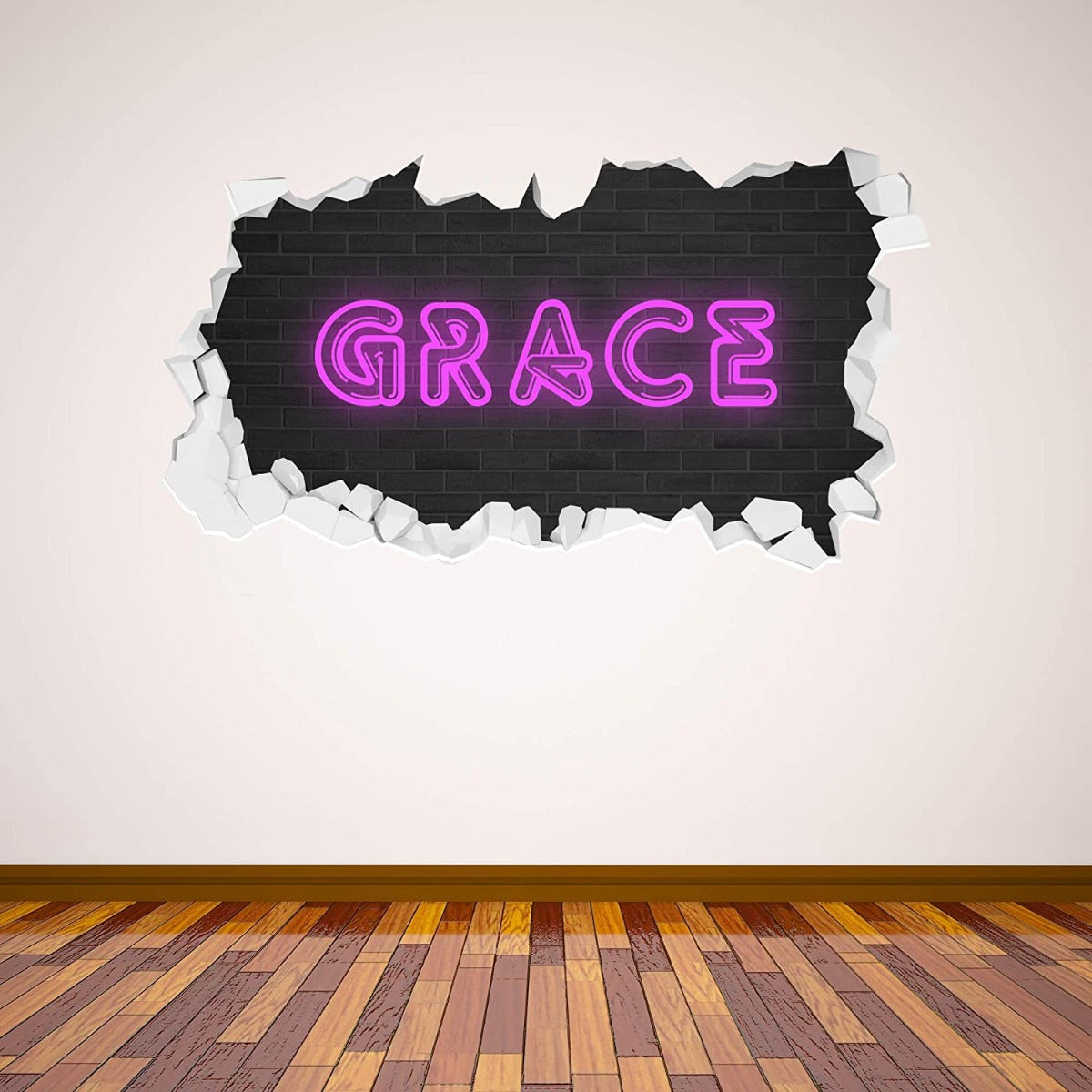 Personalised Neon Name Broken Wall Sticker